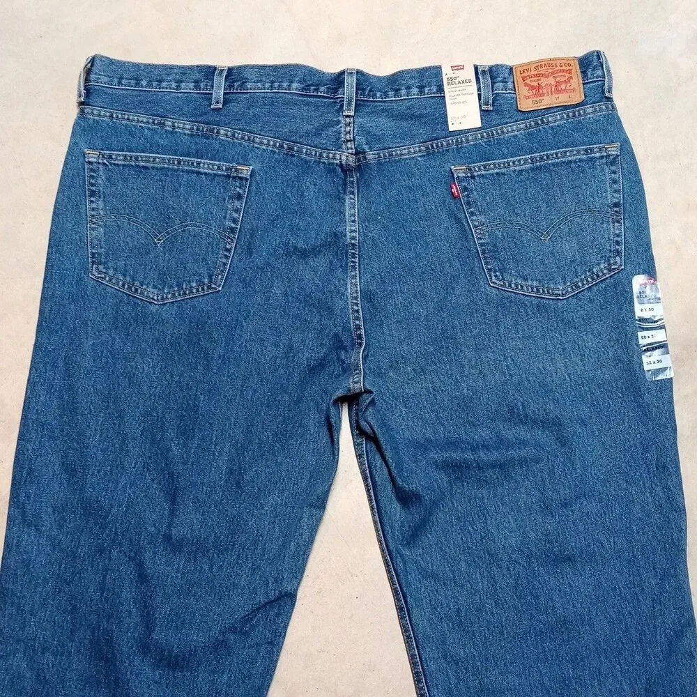 NWT Levis 550 Mens Jeans Size 52x30 Relaxed Fit Blue Denim Tapered Big & Tall